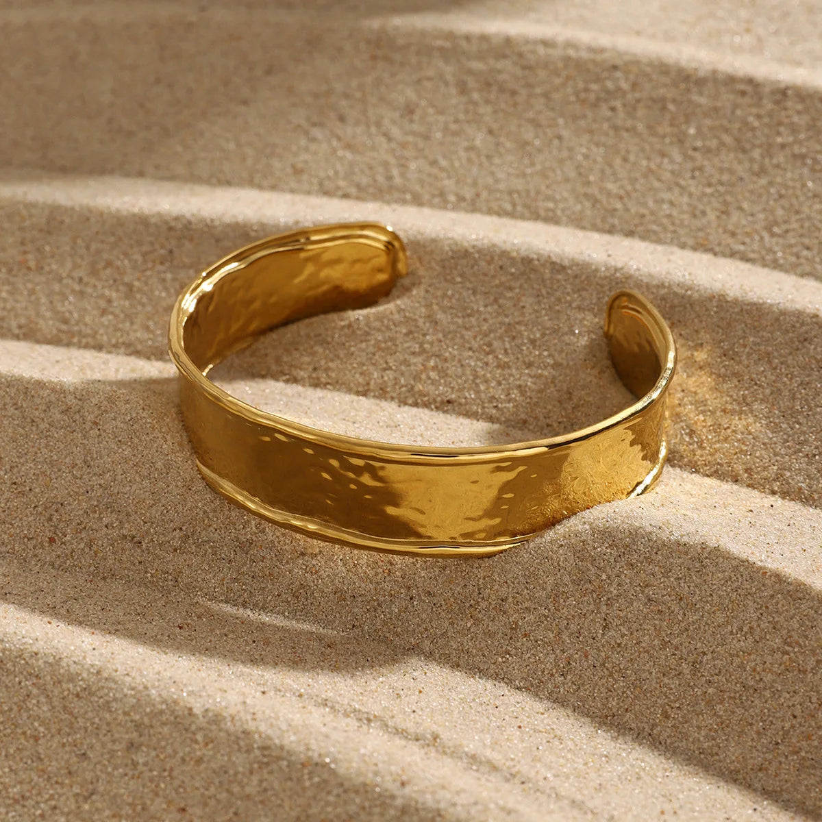 Exquisite Classic Bump Pattern Open Bangles Bracelet For Women Cuff Bracelet Gold Color Stainless Steel Hand Ornament Jewelry - YDKM