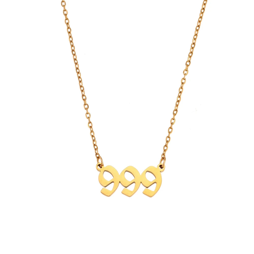 Stainless Steel Classicial Lucky Number Gold Plated Necklace - YDKM