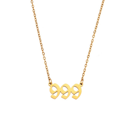 Stainless Steel Classicial Lucky Number Gold Plated Necklace - YDKM