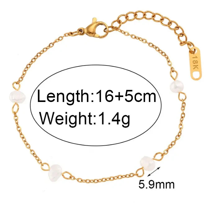 E.B.belle Anti-allergy Stainless Steel Chain Freshwater Pearl Chain Necklace Bracelets For Women Gold Plated Jewelry Set - YDKM