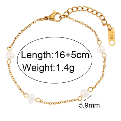 E.B.belle Anti-allergy Stainless Steel Chain Freshwater Pearl Chain Necklace Bracelets For Women Gold Plated Jewelry Set - YDKM