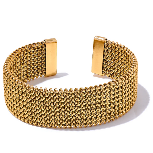 Yhpup 23mm Waterproof Stainless Steel Metal Wide Open Bracelet Bangle for Women High Quality Statement Texture Jewelry Bijoux - YDKM