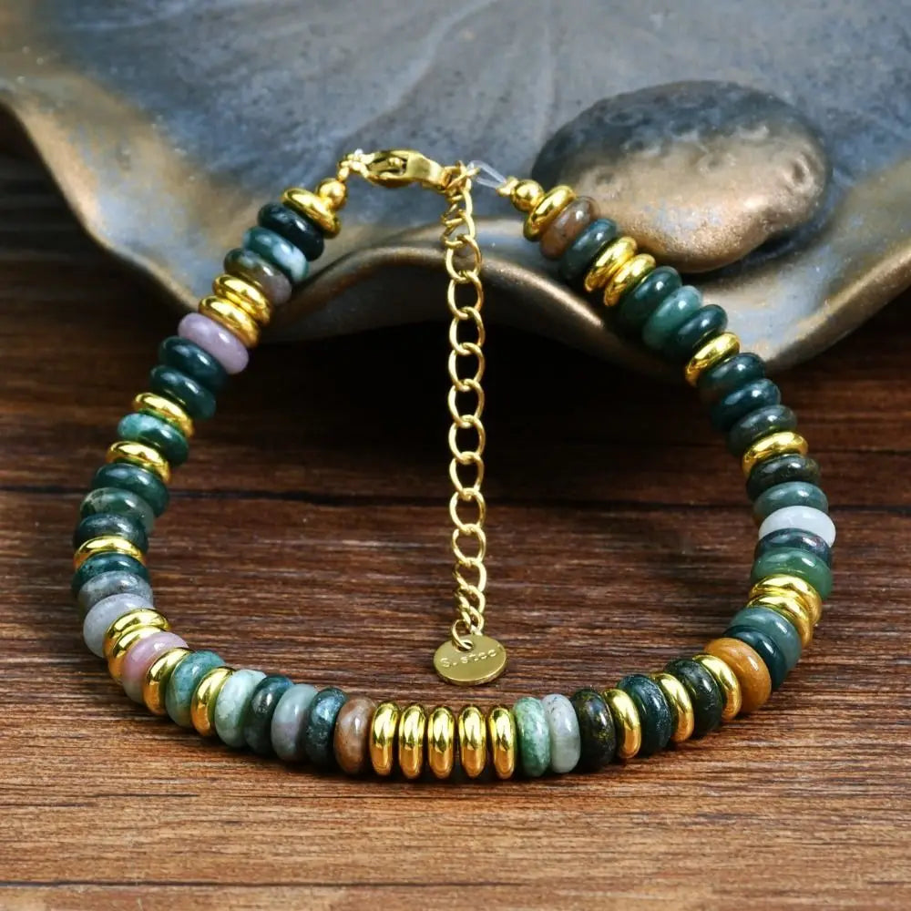 New Natural Stone Dopamine Colored Beaded Bracelet Sweet Bohemian Natural Crystal Bracelet Casual Beaded Bracelet - YDKM