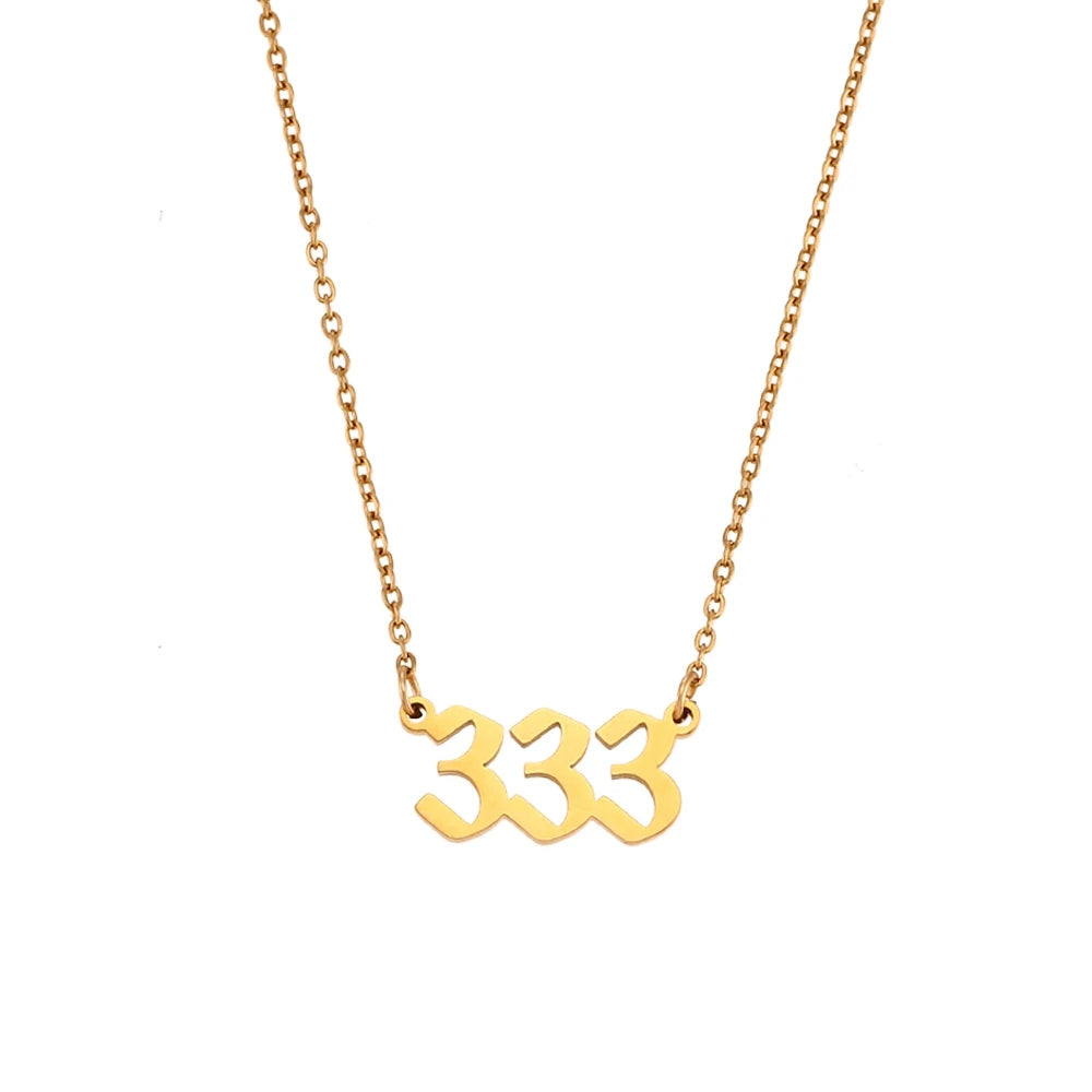 Stainless Steel Classicial Lucky Number Gold Plated Necklace - YDKM