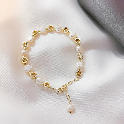 High Quality Fashion Natural Freshwater Pearl 14K Gold Filled Female Charm Bracelet Jewelry For Women Christmas Gifts - YDKM