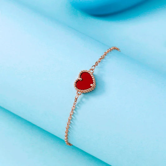 Creative Pattern Hollow Heart New Red Agate Bracelet Copper Plated Rose Gold Simple And Versatile Accessories Wholesale - YDKM