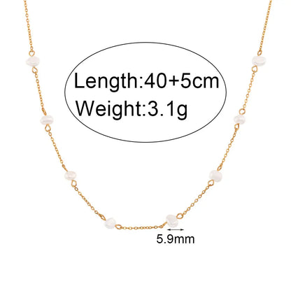 E.B.belle Anti-allergy Stainless Steel Chain Freshwater Pearl Chain Necklace Bracelets For Women Gold Plated Jewelry Set - YDKM
